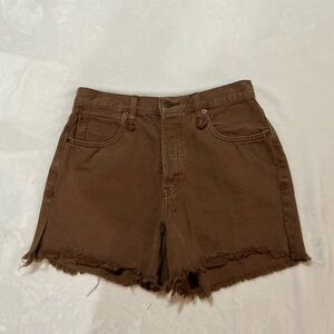 Free People Distressed Brown Jean Shorts